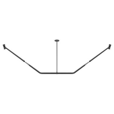 Imagem de Naiture varão de cortina de chuveiro neo-angular de aço inoxidável com suporte de teto, 106 x 66 x 106 cm, acabamento preto