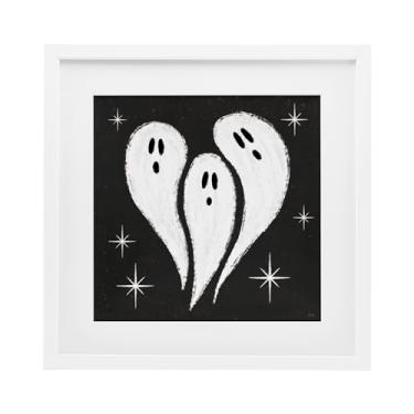 Imagem de Stupell Industries Impressão emoldurada branca Wee Bit Wicked Ghosts sob vidro, design de Veronique Charron, 13 x 13