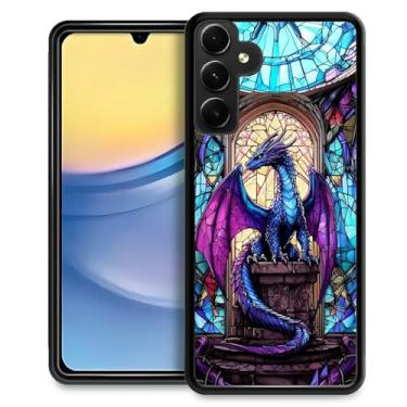 Imagem de WANKBLC Compatível com Samsung Galaxy A15, proteção à prova de choque para homens mulheres antiderrapante para Samsung Galaxy A15 Crazy Pattern Vitral Azul Roxo Diamante Dragão