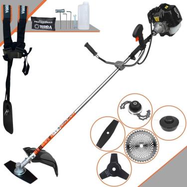 Imagem de Podador de Grama À Gasolina Terra GRH-520 52cc 2,5HP 6.500rpm Completa Com Carretel + Faca 2 Pontas + Faca 3 Pontas + Faca 40 Dentes Vídea + Trimmer