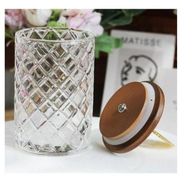 Imagem de Potiche Bomboniere Vidro Baleiro Tampa Madeira 13X9