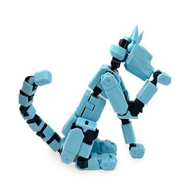Imagem de Action Figure T13 Action Cat Robot impresso em 3D em azul - Marca Próp
