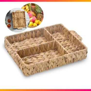 Imagem de Cesto Organizador de Fibra Natura Seagrass Alça Cor Palha - Paramount