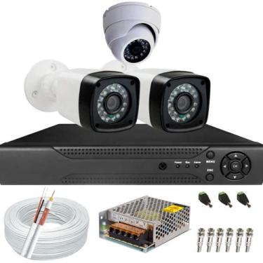 Imagem de Kit cftv 3 câmeras de segurança Full hd dvr 4ch full hd 5x1 - citrox