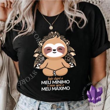 Imagem de Camiseta Preguiça Hoje darei meu Mínimo - Mina Store, Preto, M