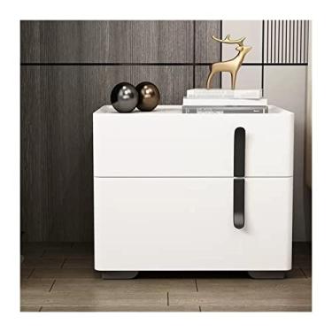 Imagem de Mesa de cabeceira moderna simples mesa de cabeceira para piano laca armário de cabeceira de madeira armário de armazenamento de piso inteiro mesa lateral, mesa de cabeceira branca (cor: direita