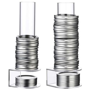 Imagem de Chunful Pacote com 2 organizadores de tampa de pote de pedreiro, prateleira de armazenamento de boca larga e regular para tampas e anéis de pote de conserva Suporte de armazenamento vertical de