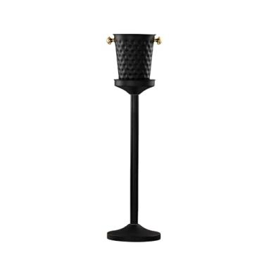 Imagem de Balde de gelo, cubo de gelo para champanhe com suporte e alças, cubo de gelo de aço inoxidável, cubo de gelo grande para champanhe, garrafas de vinho, champanhe ou cerveja (cinzento: Preto)