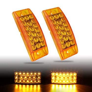 Imagem de TMH 2 peças de luz de lente âmbar selada de 15 cm, 20 luzes de LED retangulares dianteiras traseiras para caminhonete de reboque com brilho em dois passos, 12 V CC