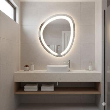 Imagem de Espelho Orgânico Decorativo 70cm X 58cm Touch Led 2 Cores Reduna espelho lapidado