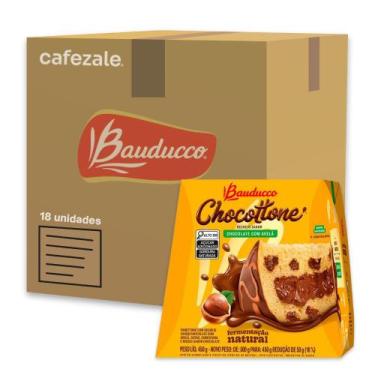 Imagem de Chocotone Bauducco Kit 18 Panetones Chocolate e Avelã 450g