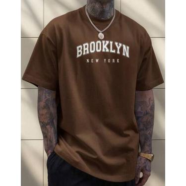 Imagem de Camisa Masculina Brooklyn Algodão Estampada Básic - Hs, Marrom, G