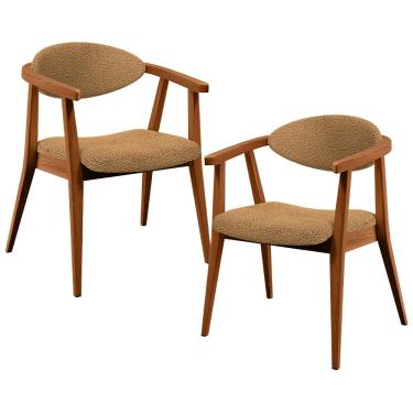 Imagem de Kit 02 Poltronas Decorativas Para Sala de Estar Cecília L02 Bouclê Mostarda - Lyam Decor