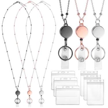 Imagem de Cordões Prudiut para crachás de identificação, pacote com 3 cachás e p