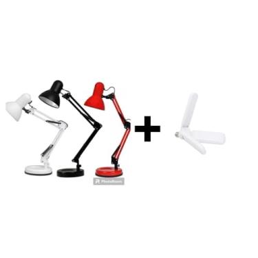 Imagem de Luminária de Mesa Articulada com Garra e Base Abajur para Escritório Quarto e Estudo Preto Branco ou Rosa Bivolt 110V/220V (Aleatório 65cm + Lampada 50W)