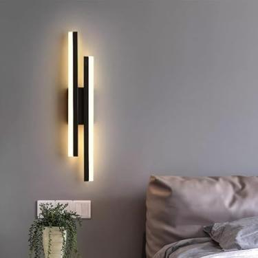 Imagem de Luminária de Parede Moderna com Soquete E27 | Arandela Rose Gold/Preto para Quarto e Sala, Bivolt(KJ28 Preto (50x9x4))