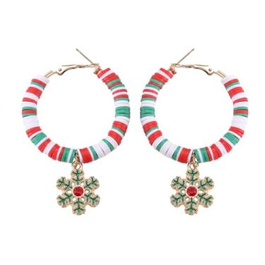 Imagem de Brincos de Natal para mulheres, meias de floco de neve, chapéu, brincos pendurados, roupas de Natal, acessórios de bijuteria, 2inch, Liga de aço, Sem pedra preciosa
