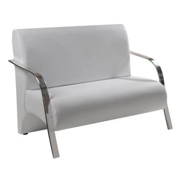 Imagem de Poltrona Sevilha 2 Lugar Braço Alumínio Tecido Branco