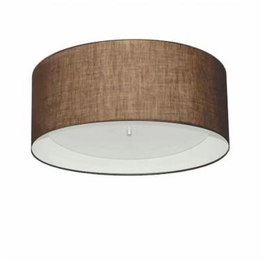 Imagem de Plafon Cilíndrico Md-3161 Cúpula Em Duplo Tecido 50x25cm Café / Branco - Bivolt