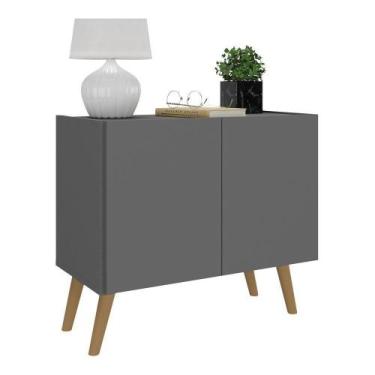 Imagem de Mesa De Cabeceira Retrô 2 Portas Multimóveis Mp4133 Grafite/natural Gr