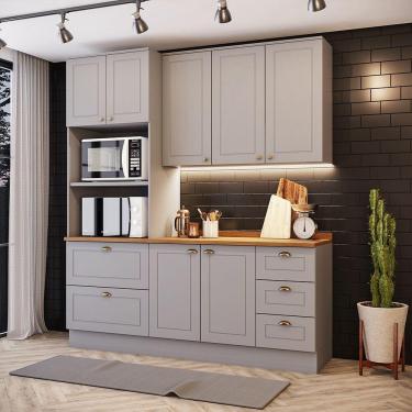 Imagem de Cozinha Compacta 3 Peças Com Paneleiro Torre Quente Amy Casa 812 Cinza