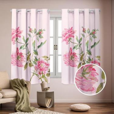 Imagem de Cortina Flores Semi Blackout 2.00 X 1.50 Desenho em Efeito Bordado 3D 