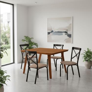 Imagem de Mesa De Jantar Millena 120cm Em Madeira Maciça Estilo Contemporâneo Castanho