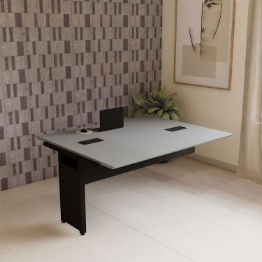 Imagem de Mesa Escrivaninha Auxiliar 150cm Plataforma Dupla de Acoplar para Escritório Corporate Cinza Sagrado / Preto