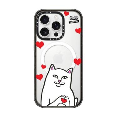 Imagem de CASETIFY Capa Impact para iPhone 16 Pro [RipNDip Colab/4X Testado contra quedas de grau militar/Proteção contra quedas de 2,5 metros/Compatível com Magsafe] - Nermal Loves - Preto transparente