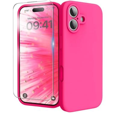 Imagem de INGIDO Capa para iPhone 17 Series, capa de silicone líquido com proteção para câmera, forro de microfibra macio antiarranhões, capa protetora à prova de choque (rosa choque, iPhone 17)