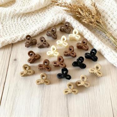 Imagem de Mini prendedores de cabelo de gravata borboleta, conjunto de 20 clipes de plástico para cabelo, acessórios de cabelo femininos, pegas de cabelo pequenas para uso diário, festa