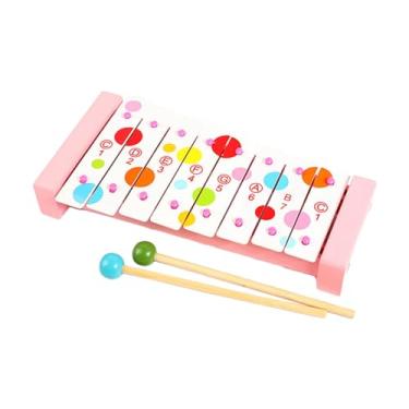 Imagem de Deevoka Nota glockenspiel crianças instrumento musical de percussão de mão profissional xilofone brinquedo musical para jogadores de banda, Rosa 24x11x4cm