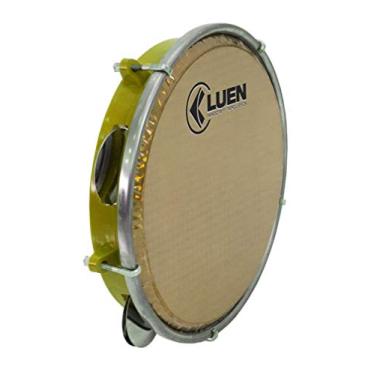 Imagem de Pandeiro 08" Abs Amarelo 6 Afin Plat Inx Ferragem Cromada Holografica Amarela