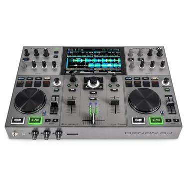 Imagem de Denon DJ Prime Go +, Controlador e mixer portátil para DJ, 2 decks, transmissão Wi-Fi, Bluetooth, controle de luzes, tela sensível ao toque de 7 polegadas e bateria recarregável