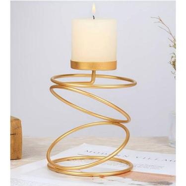 Imagem de Candelabro CIRCULAR DOURADO para vela 12 x 9,5 cm de ferro - Lightbek 