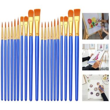 Imagem de Conjunto de 20 pincéis de pintura, materiais de arte, pincéis de tinta acrílica para artistas profissionais para acrílico para aquarela, óleo, rosto, unhas, tela, miniatura, detalhamento de rocha