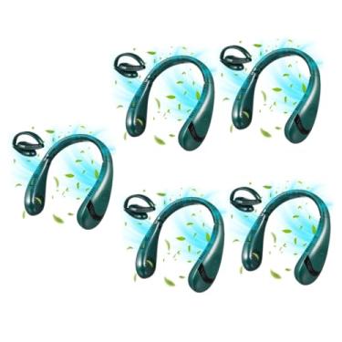 Imagem de WYUYIWH Didiseaon Ventilador de pescoço dobrável com 5 peças, ventilador de cabeça e pescoço, sem lâmina, para viagem, semicondutor, ventilador de resfriamento, ventilador de pescoço de 3 velocidades