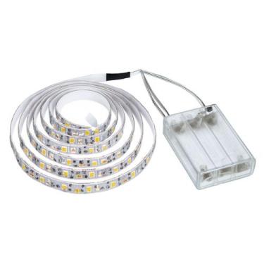 Imagem de Fita LED Branco 120 Adesiva 2 Metros Pilha Decoração Casa - Dexin