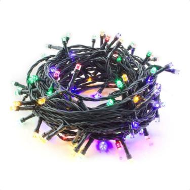 Imagem de 5 Cordão Luminoso Led Pisca Pisca 8 Funções 100 Leds Taschibra 220v Colorida