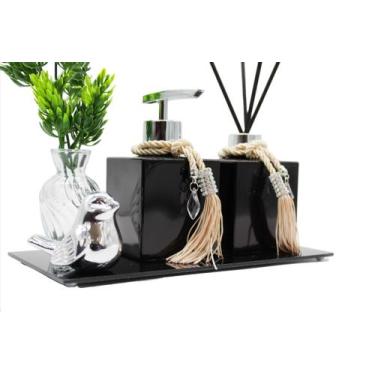 Imagem de Kit Lavabo Luxo C/ Vasinho Porta Saboneteira e Aromatizador - Seven Gl