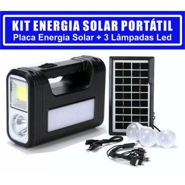 Imagem de Kit Gerador De Energia Solar Com Bateria 3 Lampadas Led C/ Lanterna E 