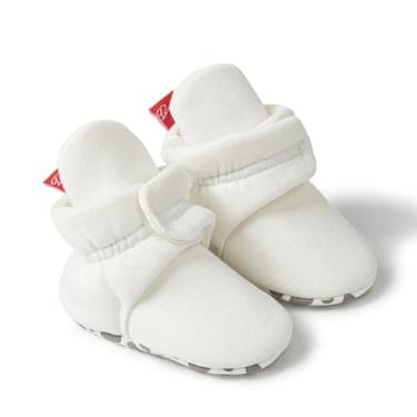 Imagem de Botas de algodão quentes para bebês meninas e meninos botas de cano curto macias antiderrapantes First Walkers Pantufas, Branco, 12-18 Months Toddler