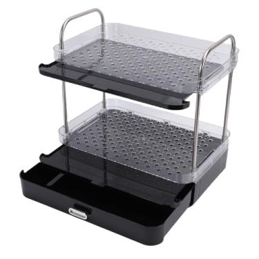 Imagem de GLOGLOW Suporte para Caneca de café, Rack de Copo de Aço Inoxidável de 2 Camadas Com Bandeja de Drenagem Removível, para Organizador de Estação de café de Bancada de Cozinha (Preta)