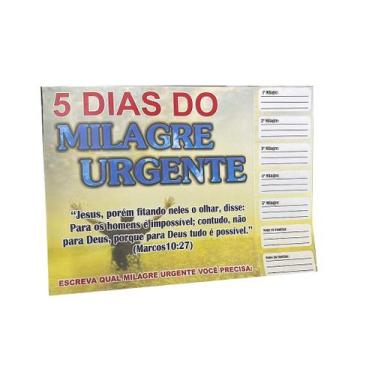 Imagem de Cartela 5 Dias do Milagre Urgente Amarelo - 100 Unidades - no-brand