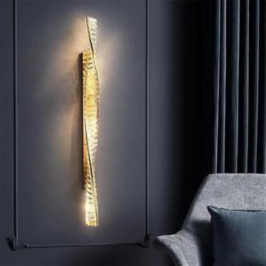 Imagem de Luminária de parede moderna e luxuosa em cristal com LED, estilo artístico, para sala de estar, quarto, cabeceira, casa de campo, hotel, escritório, escada e corredor (Estilo 9 D7,6H100CM)