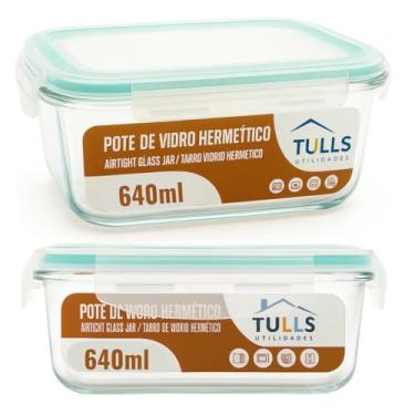 Imagem de Pote Marmita De Vidro Com Tampa Hermética, Recipiente Para Alimentos Com Trava, 640ml, Vidro Transparente