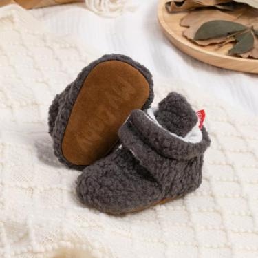 Imagem de Botas de lã para bebês recém-nascidos, meninos, meninas, meias macias, antiderrapantes, para crianças que caminham no tornozelo, Cinza, 12-18 Months Toddler