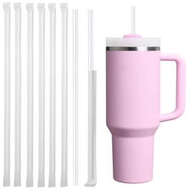 Imagem de 50 canudos descartáveis transparentes para copo de 1,134 g, canudos extralongos de 30 cm descartáveis para Stanley copo de 850 g 1,134 g, canudo embrulhado individualmente para copos, café gelado