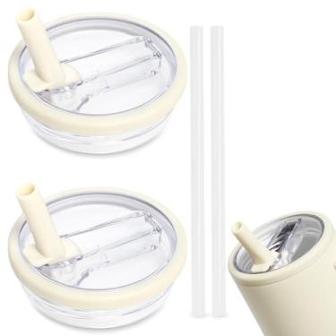 Imagem de Tampa de canudo dobrável de 1,134 g compatível com Stanley Quencher, pacote com 2 tampas de substituição adequadas para Stanley, tampas de copo à prova de derramamento resistentes a respingos, capa