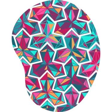 Imagem de Mouse Pad Ergonômico Gota Mosaico Geométrico Colorido Neon